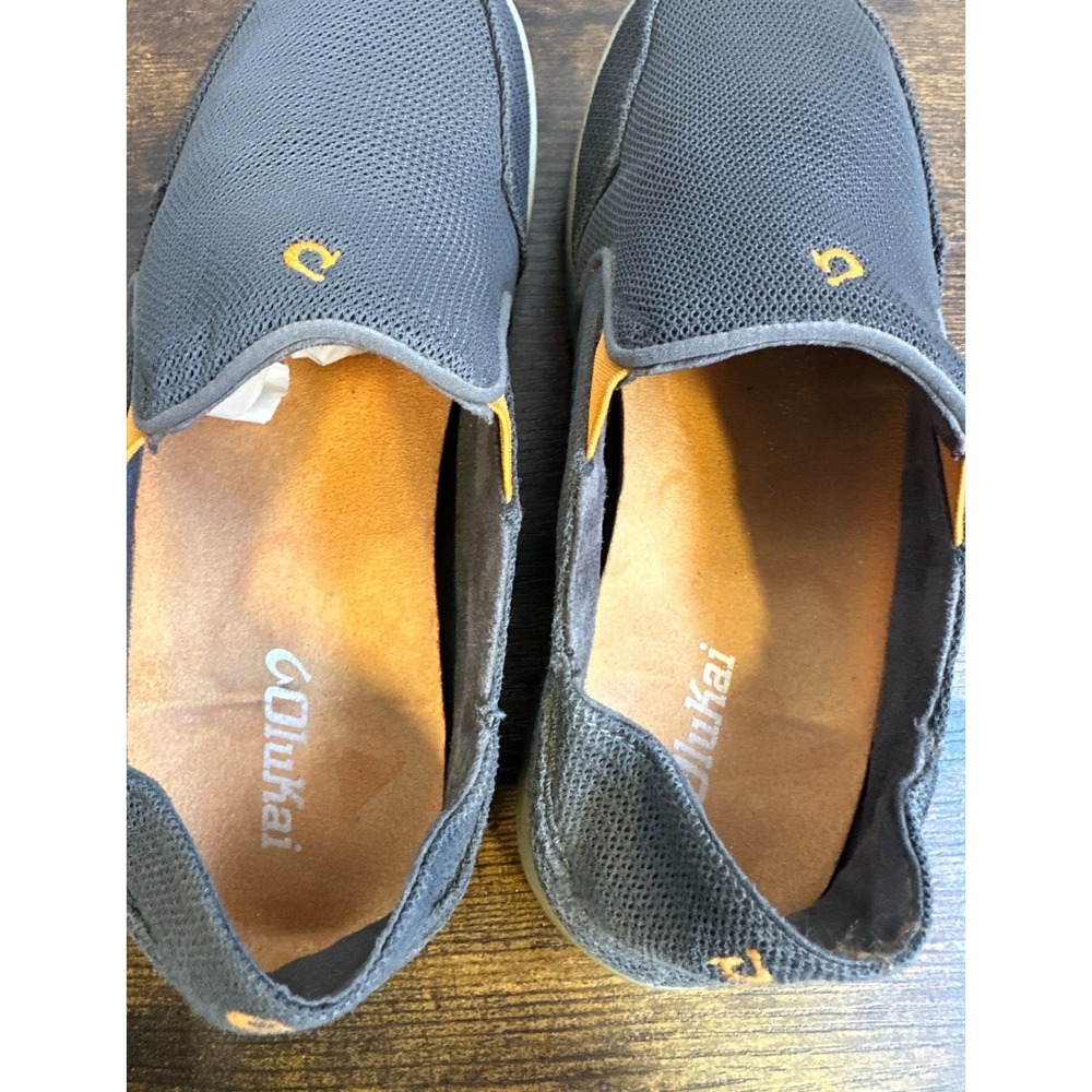 OluKai Nohea Mesh Mens 8 Dark Shadow Grey Slip On Shoes Drop-In Heel 10188-4H4H - Picture 4 of 16